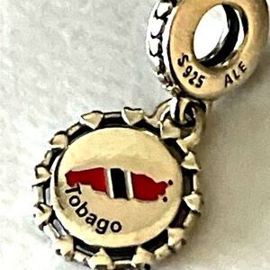 Pandora double sided Silver and Red Trinidad and Tobago Charm